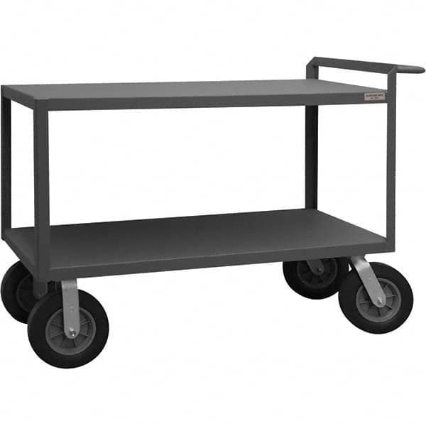 Mobile Utility Cart: Gray Gray, Semi-Pneumatic Casters, 2 Shelves