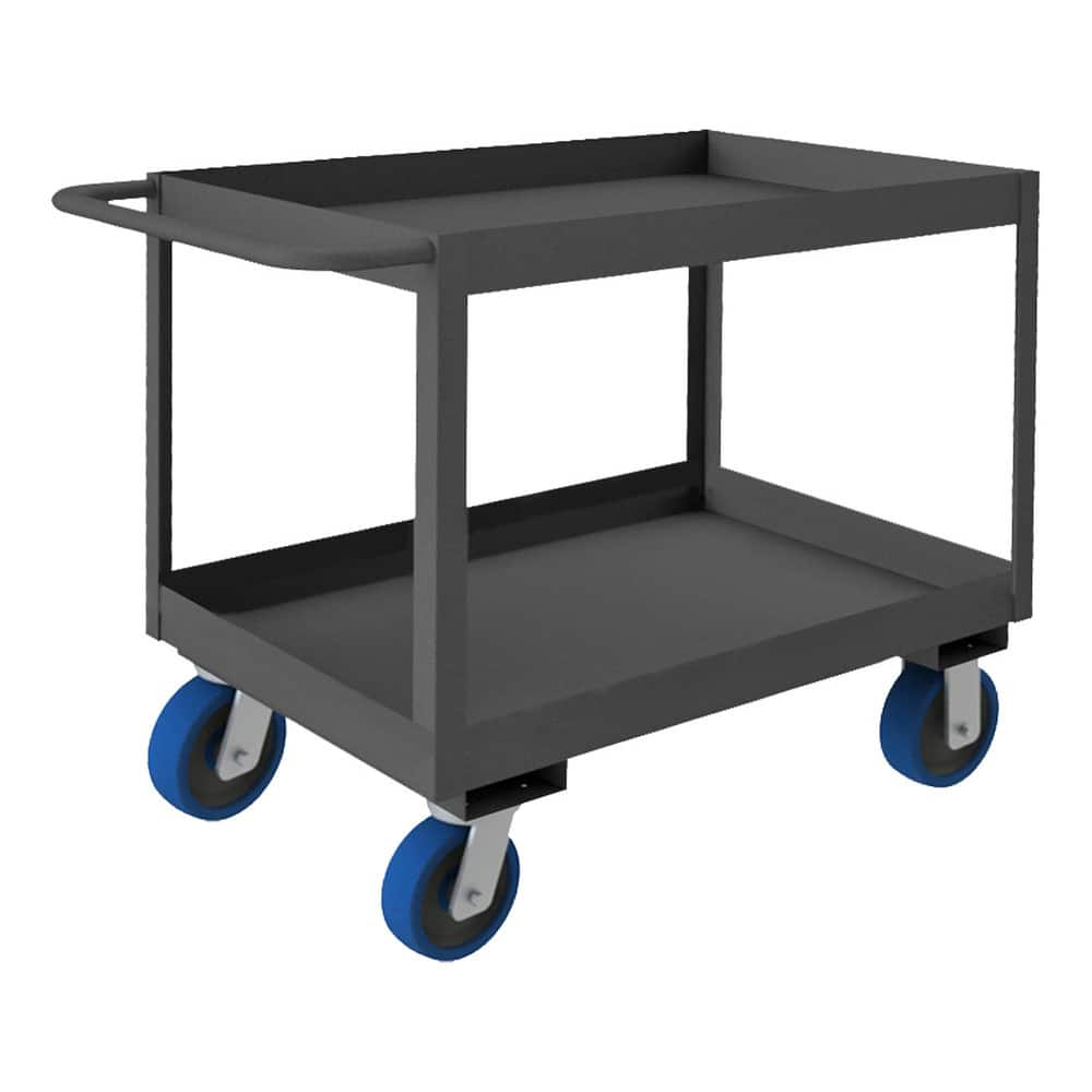 Service Utility Cart: Steel, Gray Swivel, Polyurethane Wheels