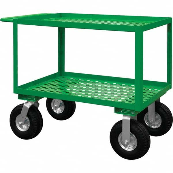 Mobile Utility Cart: Green Green, Pneumatic Casters, 2 Shelves