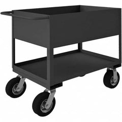 Heavy-Duty Service Utility Cart: Gray Gray, Pneumatic Casters, 2 Shelves