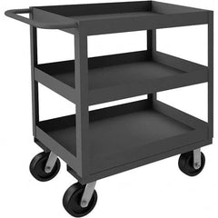 Mobile Utility Cart: Gray Gray, Phenolic Casters, 3 Shelves