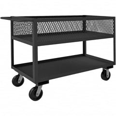 Heavy-Duty Service Utility Cart: Gray Gray, Phenolic Casters, 2 Shelves