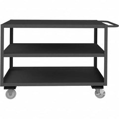 Heavy-Duty Service Utility Cart: Gray Gray, Polyurethane Casters, 3 Shelves