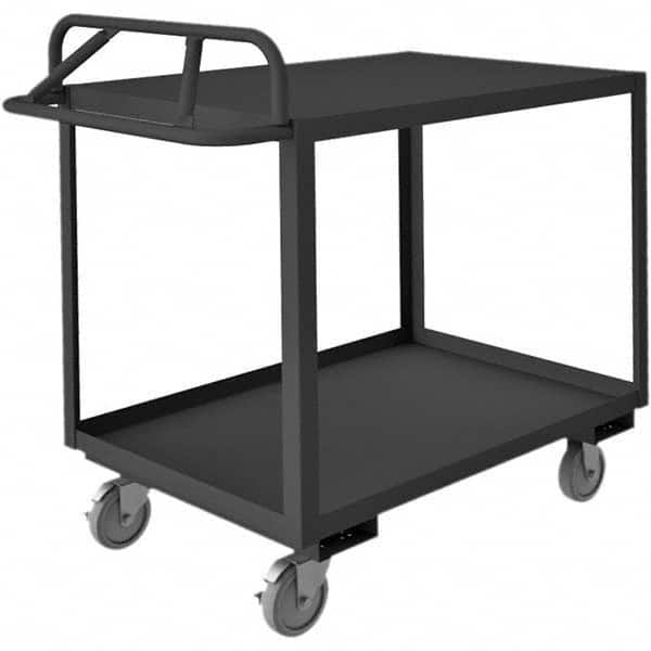 Service Utility Cart: Gray Gray, Polyurethane Casters, 2 Shelves