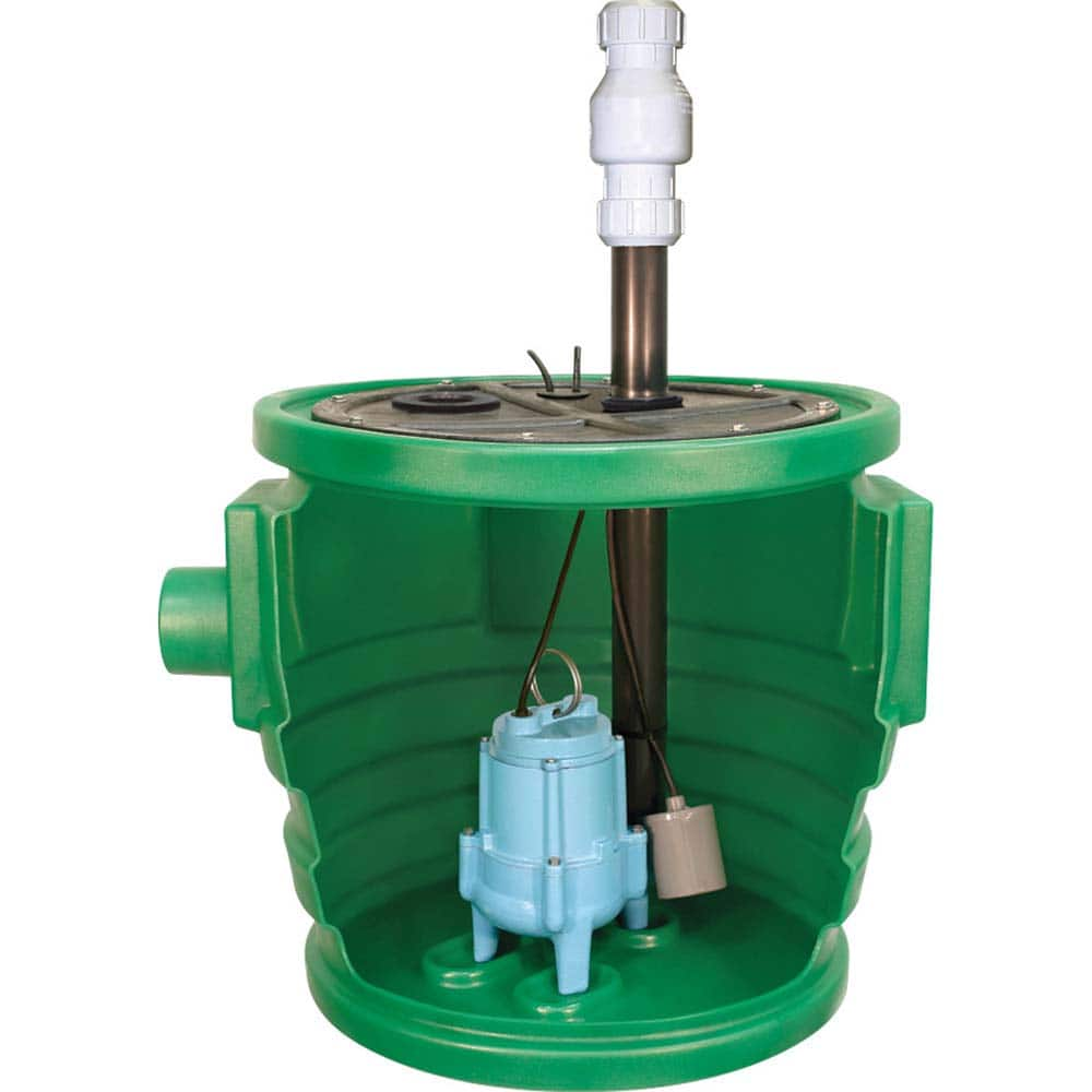 Little Giant Pumps - Sump Pump Systems; Type: Sump Pump System ; Voltage: 115 ; Contents: Basin, cover, gaskets and hardware, Piggyback tethered mechanical float switch assembly, discharge pipe, vent pipe, coupling, grommet, pump - Exact Industrial Supply