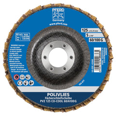 Flap Disc: 7/8″ Hole, 60 Grit, Ceramic, Compact Coated & Non-Woven Combo, Fiber-Backed, 12,200 RPM