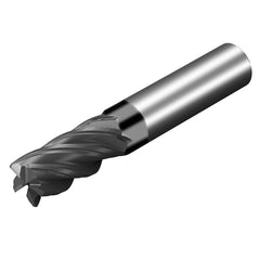 Corner Radius End Mill: 3/4″ Dia, 3-1/4″ LOC, 1/4″ Radius, 5 Flutes, Solid Carbide 6″ OAL, 3/4″ Shank Dia, 36 ° Helix, AlTiN Coated, Corner Radius End, Centercutting, Series CoroMill Dura