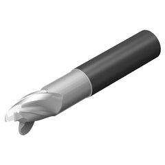 Corner Radius End Mill: 1/4″ Dia, 3/8″ LOC, 0.06″ Radius, 3 Flutes, Solid Carbide 3″ OAL, 1/4″ Shank Dia, 35 ° Helix, ZrN Coated, Corner Radius End, Centercutting, Series CoroMill Dura