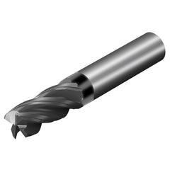 Corner Radius End Mill: 3/4″ Dia, 2-1/4″ LOC, 0.06″ Radius, 4 Flutes, Solid Carbide 5″ OAL, 3/4″ Shank Dia, 36.5 ° Helix, AlTiN Coated, Corner Radius End, Centercutting, Series CoroMill Dura