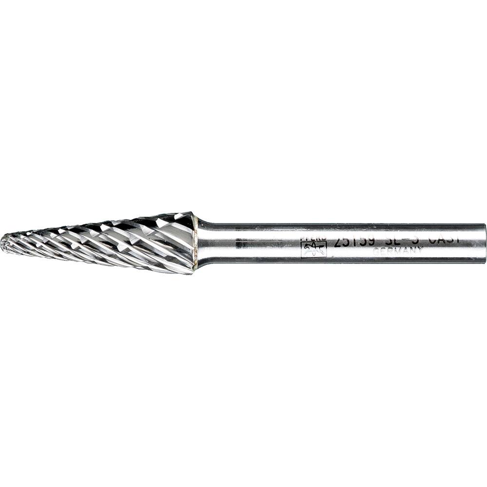 PFERD - SL-3, 3/8" Cut Diam, 1/4" Shank Diam, Carbide End Cut Taper with Radius End Burr - Exact Industrial Supply