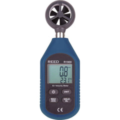 REED Instruments - Airflow Meters & Thermo-Anemometers; Type: Airflow Meter ; Maximum Air Velocity ft/min (Feet): 5905 ; Min Air Velocity ft/min (Feet): 78 ; Min Air Velocity km/hr: 0.000 ; Min Air Velocity knots: 0.700 ; Min Air Velocity mph: 0.8000 - Exact Industrial Supply