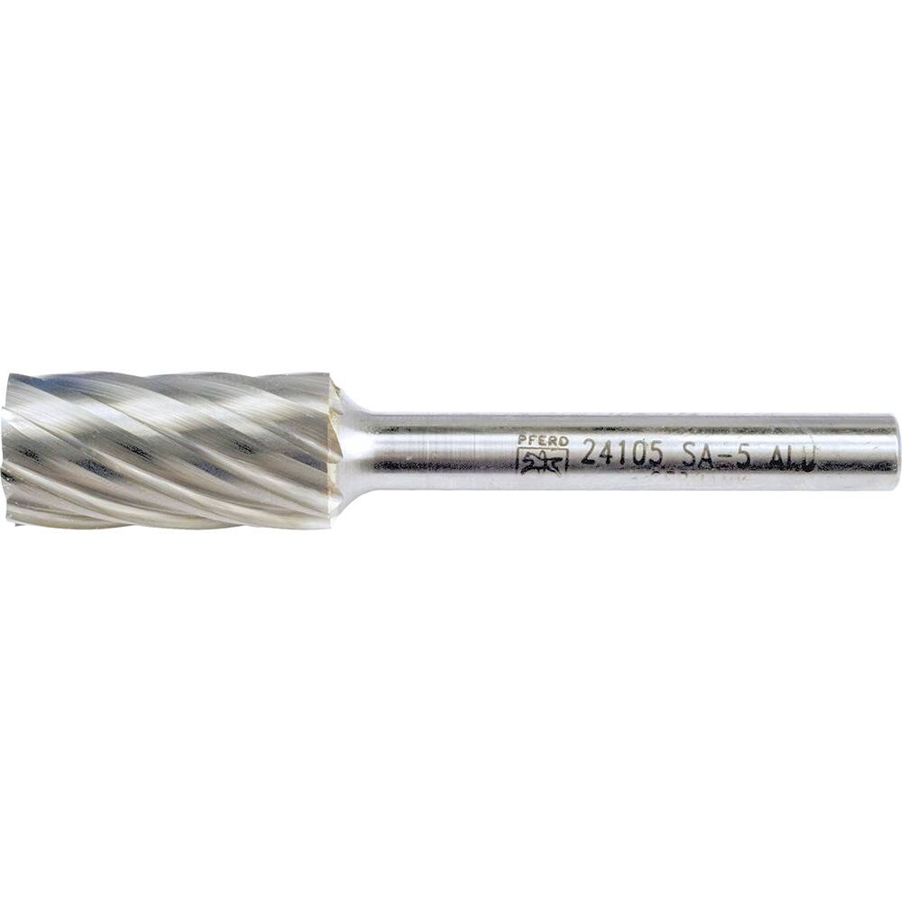 PFERD - SA-5, 1/2" Cut Diam, 1/4" Shank Diam, Carbide Aluma Cut Cylinder Burr - Exact Industrial Supply