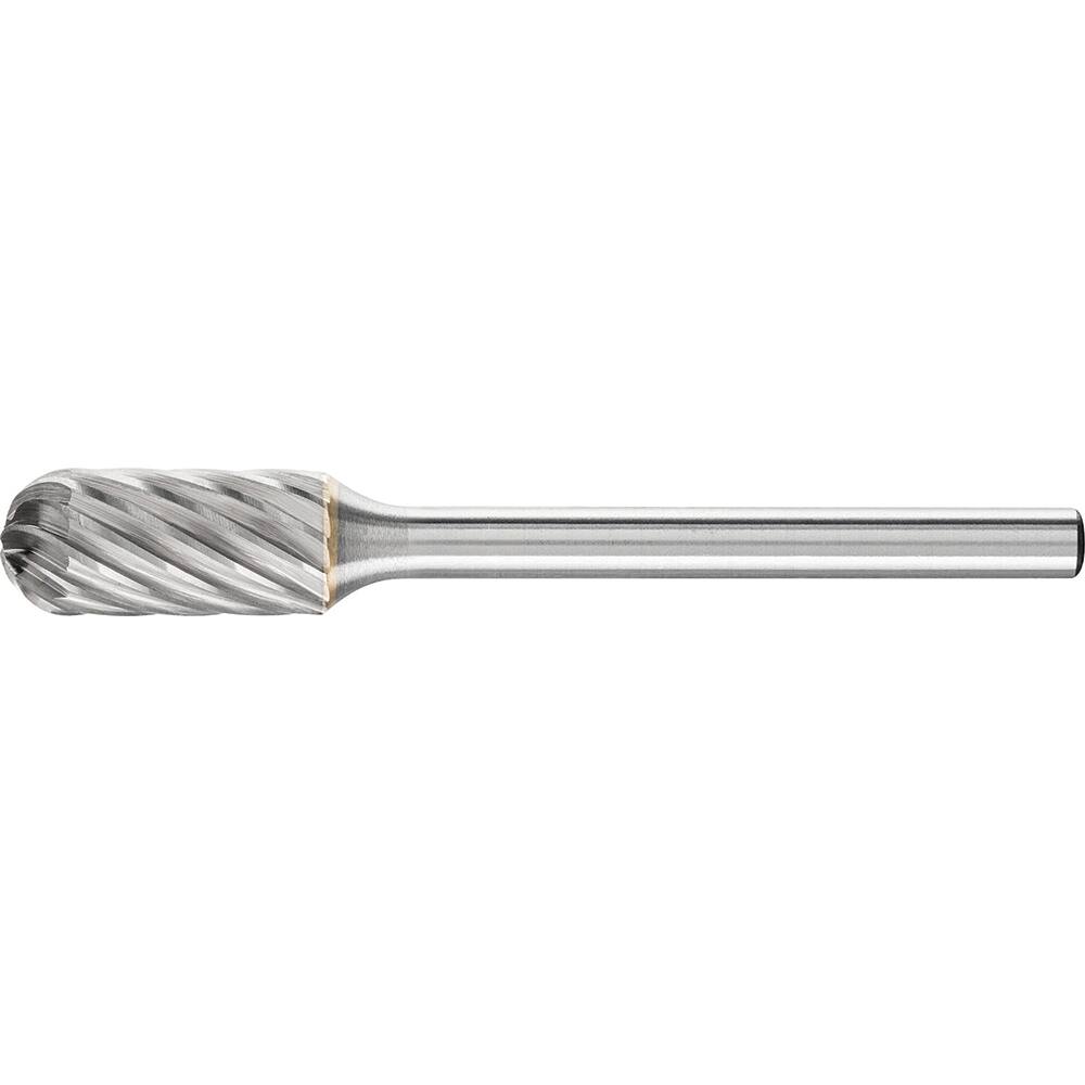 PFERD - SC-51, 1/4" Cut Diam, 1/8" Shank Diam, Carbide Inox Cut End Cut Cylinder with Radius End Burr - Exact Industrial Supply