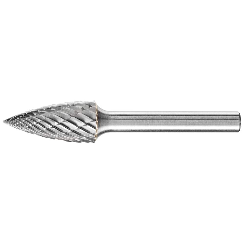 PFERD - SG-5, 1/2" Cut Diam, 1/4" Shank Diam, Carbide End Cut Tree with Pointed End Burr - Exact Industrial Supply