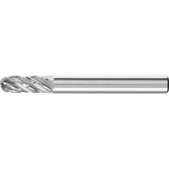 PFERD - SC-1, 1/4" Cut Diam, 1/4" Shank Diam, Carbide End Cut Cylinder with Radius End Burr - Exact Industrial Supply