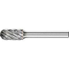 PFERD - SC-3, 3/8" Cut Diam, 1/4" Shank Diam, Carbide End Cut Diamond Cut Cylinder with Radius End Burr - Exact Industrial Supply