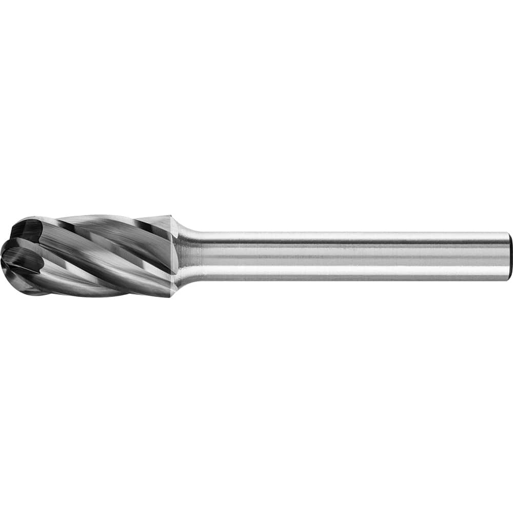 PFERD - SC-3, 3/8" Cut Diam, 1/4" Shank Diam, Carbide Aluma Cut End Cut Cylinder with Radius End Burr - Exact Industrial Supply