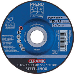 PFERD - Depressed-Center Wheels; Hole Size (Inch): 7/8 ; Connector Type: Arbor ; Wheel Type Number: Type 27 ; Abrasive Material: Ceramic Oxide ; Maximum RPM: 12200.000 ; Grit: 24 - Exact Industrial Supply