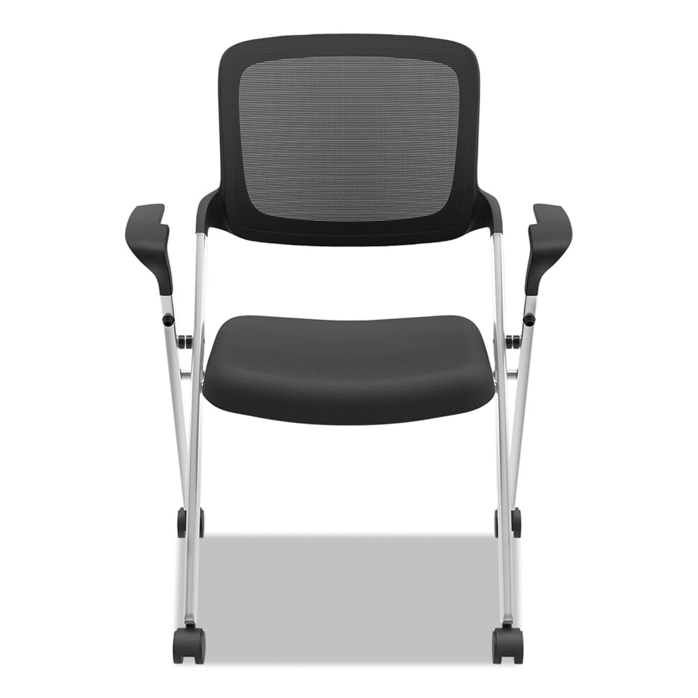 Basyx - Swivel & Adjustable Office Chairs; Type: Nesting ; Color: Black/Silver ; Seat Material: Fabric ; Height Range (Inch): 35 ; Depth (Inch): 26 ; Width (Inch): 18 - Exact Industrial Supply