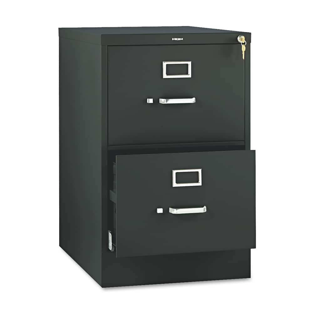 Hon - 2 Drawer Black Steel Vertical File Cabinet - Exact Industrial Supply