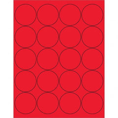 Tape Logic - Pack of (20), 100 Sheet 2" x 2" Fluorescent Red Permanent Acrylic Laser Labels - A1 Tooling