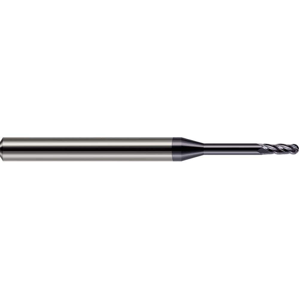 Harvey Tool - 0.025" Diam, 1.9mm LOC, 4 Flute Solid Carbide Ball End Mill - Exact Industrial Supply