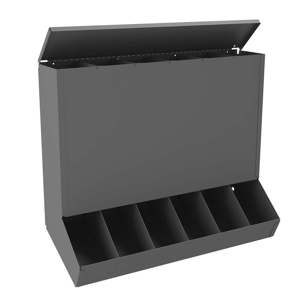 Job Site Tool Box: Bin Gravity Feed Dispenser Steel, Gray