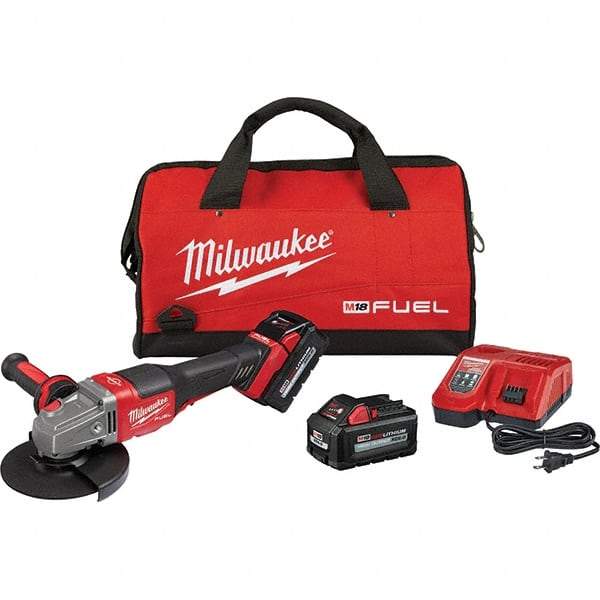 Milwaukee Tool - 4-1/2 - 6" Wheel Diam, 9,000 RPM, Cordless Angle & Disc Grinder - 5/8-11 Spindle, 18 Volts, 6 Amps, Side Exhaust - A1 Tooling