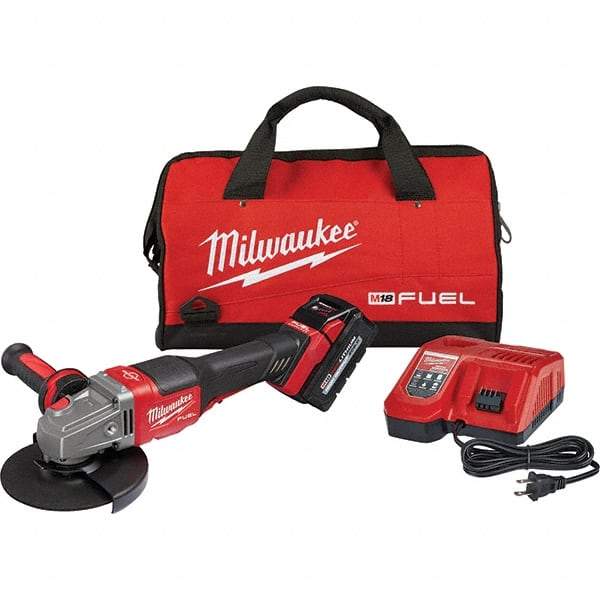 Milwaukee Tool - 4-1/2 - 6" Wheel Diam, 9,000 RPM, Cordless Angle & Disc Grinder - 5/8-11 Spindle, 18 Volts, 6 Amps, Side Exhaust - A1 Tooling