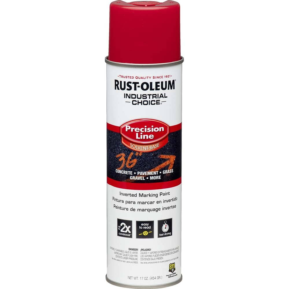 17 fl oz Red Marking Paint 600' to 700' Coverage at 1″ Wide, Solvent-Based Formula