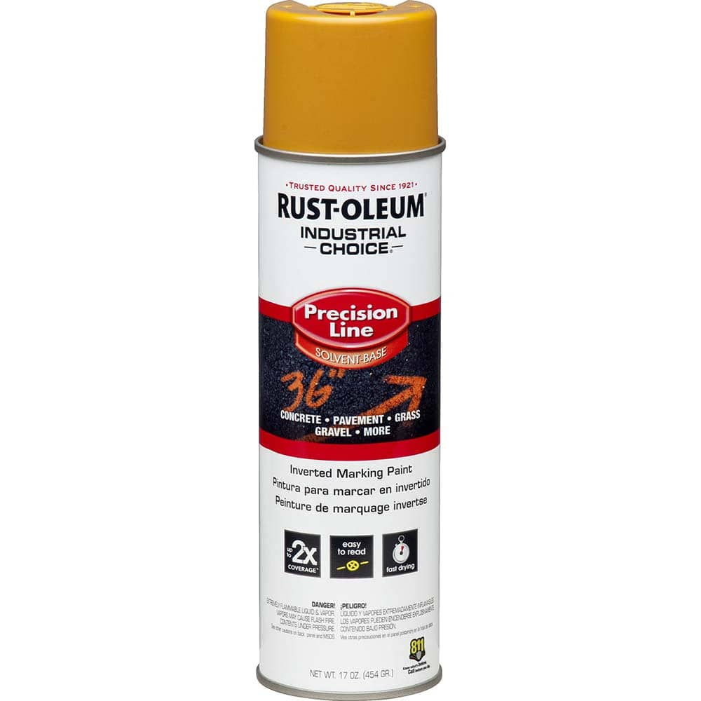 17 fl oz Yellow Marking Paint 600' to 700' Coverage at 1″ Wide, Solvent-Based Formula