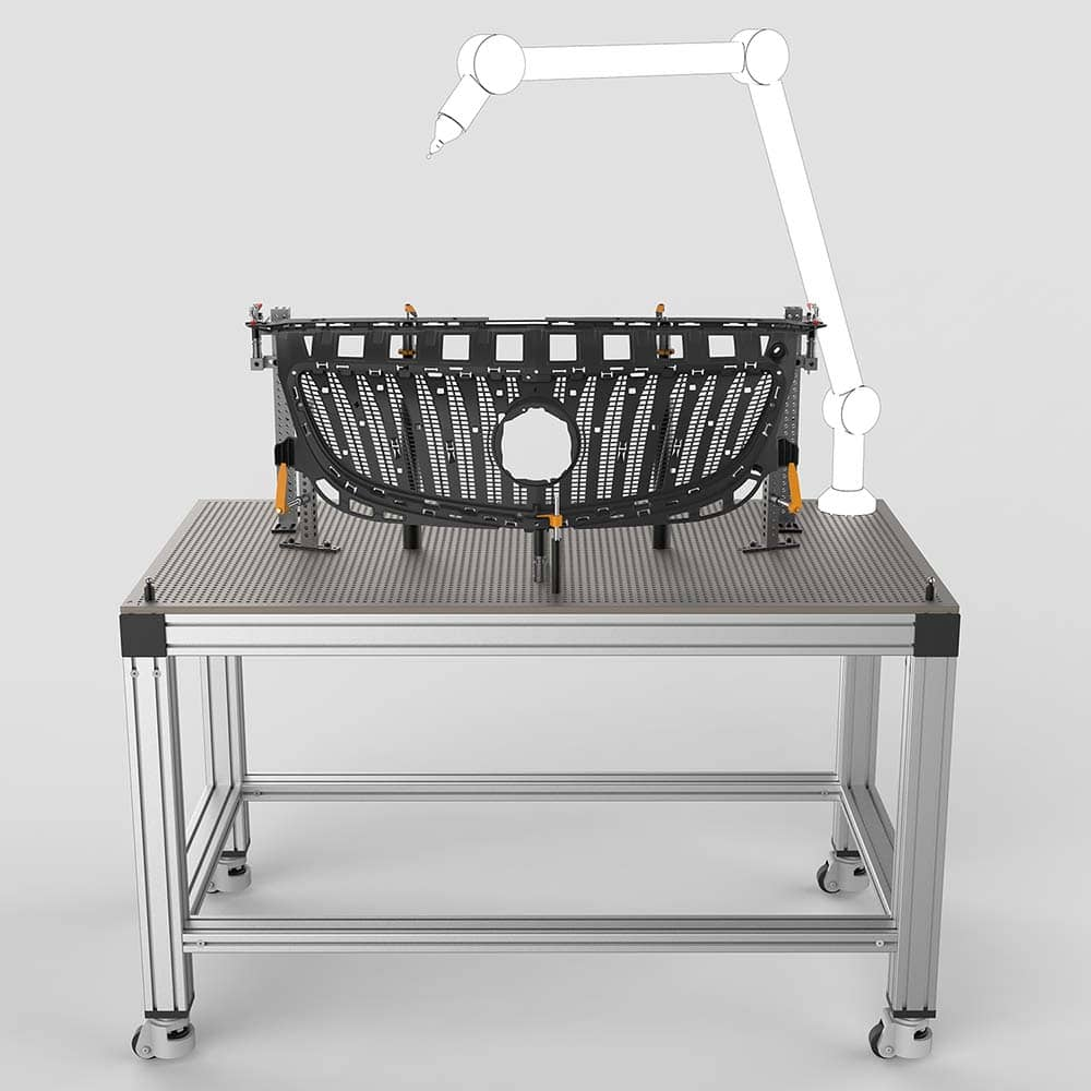 Renishaw - CMM Fixtures; Type: Metrology Tables ; Plate Design: Table ; Length (mm): 1500.00 ; Width (mm): 900 ; Material: Aluminum ; Thread Size: M8 - Exact Industrial Supply