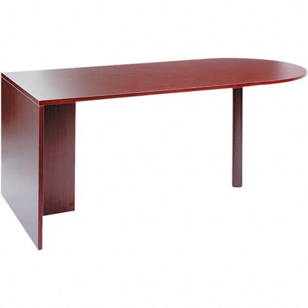 Office Desks; Type: Desk Shell; Center Draw: No; Color: Mahogany; Material: Woodgrain Laminate; Width (Inch): 71 in; 71; Overall Width: 71 in; Depth (Inch): 35-1/2; Color: Mahogany; Overall Height: 29.63 in; Center Drawer: No; Material: Woodgrain Laminate