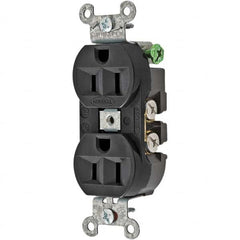 Hubbell Wiring Device-Kellems - 125V 15A NEMA 5-15R Industrial Grade Black Straight Blade Duplex Receptacle - A1 Tooling