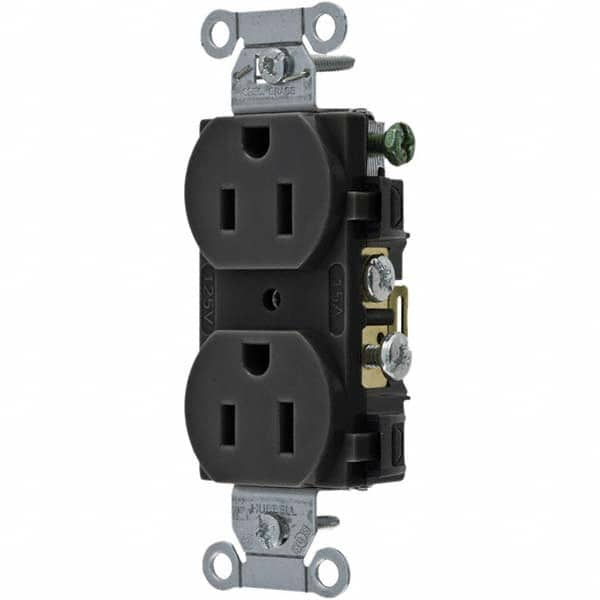 Hubbell Wiring Device-Kellems - 125V 15A NEMA 5-15R Commercial Grade Black Straight Blade Duplex Receptacle - A1 Tooling