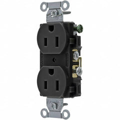 Hubbell Wiring Device-Kellems - 125V 15A NEMA 5-15R Commercial Grade Black Straight Blade Duplex Receptacle - A1 Tooling