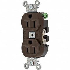 Hubbell Wiring Device-Kellems - 125V 15A NEMA 5-15R Industrial Grade Brown Straight Blade Duplex Receptacle - A1 Tooling