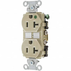 Hubbell Wiring Device-Kellems - 125V 20A NEMA 5-20R Hospital Grade Ivory Straight Blade Duplex Receptacle - A1 Tooling