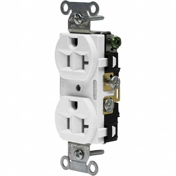 Hubbell Wiring Device-Kellems - 125V 20A NEMA 5-20R Commercial Grade White Straight Blade Duplex Receptacle - A1 Tooling