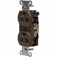 Hubbell Wiring Device-Kellems - 125V 20A NEMA 5-20R Commercial Grade Brown Straight Blade Duplex Receptacle - A1 Tooling