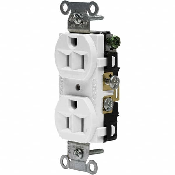 Hubbell Wiring Device-Kellems - 125V 15A NEMA 5-15R Commercial Grade White Straight Blade Duplex Receptacle - A1 Tooling