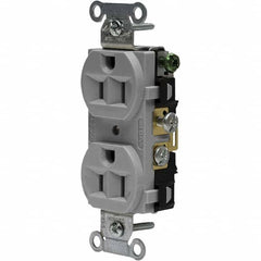 Hubbell Wiring Device-Kellems - 125V 15A NEMA 5-15R Commercial Grade Gray Straight Blade Duplex Receptacle - A1 Tooling