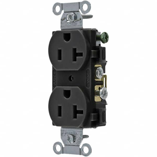 Hubbell Wiring Device-Kellems - 125V 20A NEMA 5-20R Commercial Grade Black Straight Blade Duplex Receptacle - A1 Tooling