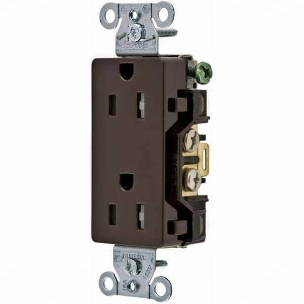 Hubbell Wiring Device-Kellems - 125V 15A NEMA 5-15R Commercial Grade Brown Straight Blade Duplex Receptacle - A1 Tooling