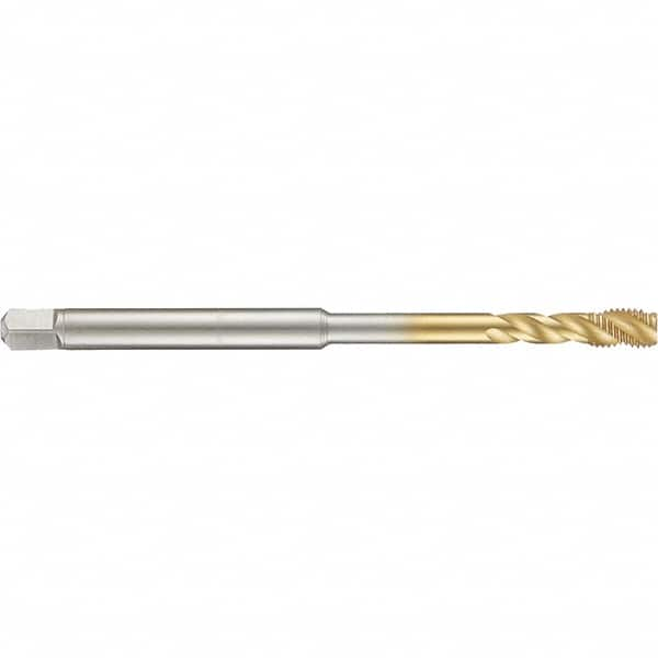 Guhring - 6-32 UNC 3 Flute 2B Modified Bottoming Spiral Flute Tap - High Speed Steel, TiN Finish, 4" OAL, Right Hand Flute, Right Hand Thread, H3/H4, Series 4283 - A1 Tooling