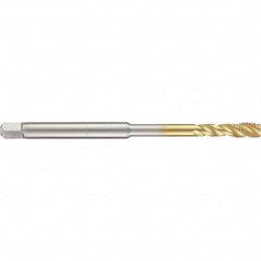 Guhring - 6-32 UNC 3 Flute 2B Modified Bottoming Spiral Flute Tap - High Speed Steel, TiN Finish, 4" OAL, Right Hand Flute, Right Hand Thread, H3/H4, Series 4283 - A1 Tooling