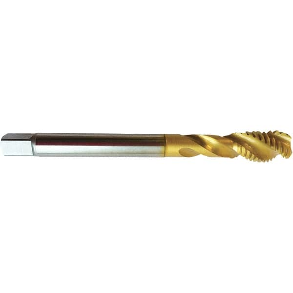 Guhring - 1/2-20 UNF 3 Flute 2BX Modified Bottoming Spiral Flute Tap - High Speed Steel, TiN Finish, 3.937" OAL, Right Hand Flute, Right Hand Thread, H5/H6, Series 4393 - A1 Tooling