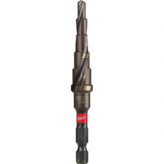 Milwaukee Tool - 6 Hole Sizes, 1/8 to 1/2" Hole Diam Steel Rapid Strike Tip Step Drill Bit - A1 Tooling