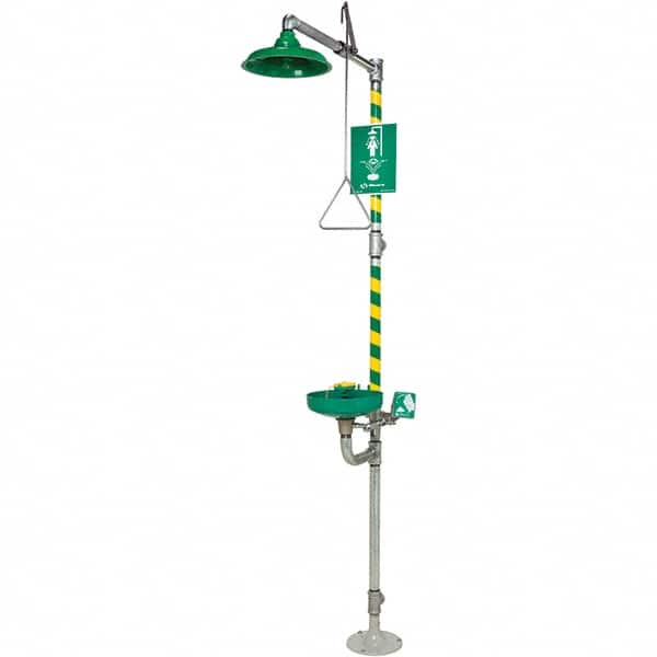 Haws - 23.7 GPM shower Flow, Drench shower, Eye & Face Wash Station - Bowl with Hinged Dust Cover, Triangular Pull Rod & Push Flag Activated, Galvanized Steel Pipe, Plastic Shower Head, Inverted Flow - A1 Tooling