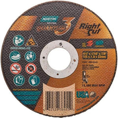 Norton - 4-1/2" 36 Grit Ceramic Alumina Cutoff Wheel - 1/16" Thick, 7/8" Arbor, 13,580 Max RPM, Use with Angle Grinders - A1 Tooling